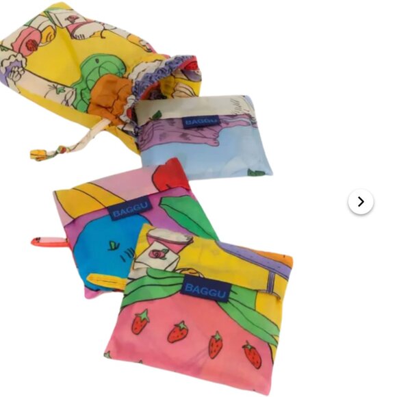 NWT BAGGU Set of 3 Standard Reusable Bags in Still Life Motif - Picture 6 of 9